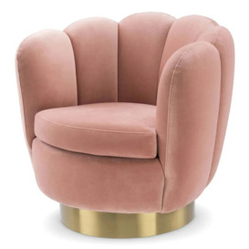 Eichholtz Mirage Swivel Chair in Savona Nude Velvet - thumbnail 1