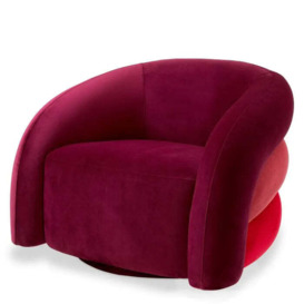 Eichholtz Novelle Swivel Chair in Savona Bordeaux Velvet - thumbnail 1