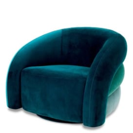 Eichholtz Novelle Swivel Chair in Savona Sea Green Velvet - thumbnail 1