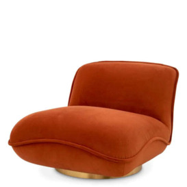 Eichholtz Relax Swivel Chair in Savona Orange Velvet - thumbnail 1