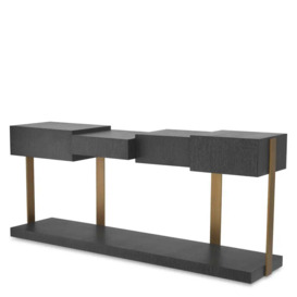 Eichholtz Nerone Console Table in Charcoal Grey Oak Veneer - thumbnail 1