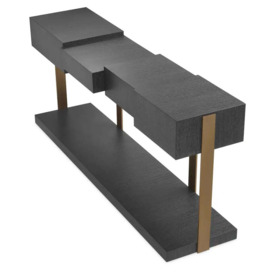 Eichholtz Nerone Console Table in Charcoal Grey Oak Veneer - thumbnail 2