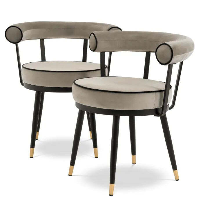 Eichholtz Vico Set of 2 Dining Chairs in Savona Greige Velvet - image 1
