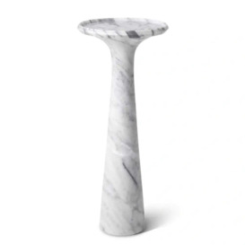 Eichholtz Pompano High Side Table in White Carrera Marble - thumbnail 1