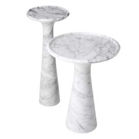 Eichholtz Pompano High Side Table in White Carrera Marble - thumbnail 3