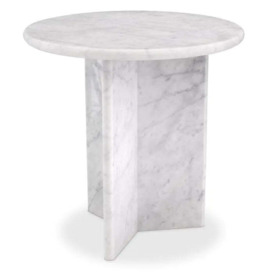 Eichholtz Pontini Side Table in Honed White Marble