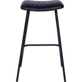 Libra Interiors Pair of Arthur Leather Bar Stools in Charcoal