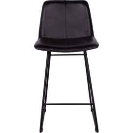 Libra Interiors Pair of Robinson Leather Bar Stools in Charcoal
