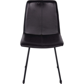 Libra Interiors Pair of Robinson Leather Dining Chairs in Charcoal - thumbnail 1