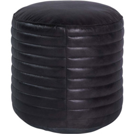 Libra Interiors Round Leather Pouffe in Charcoal