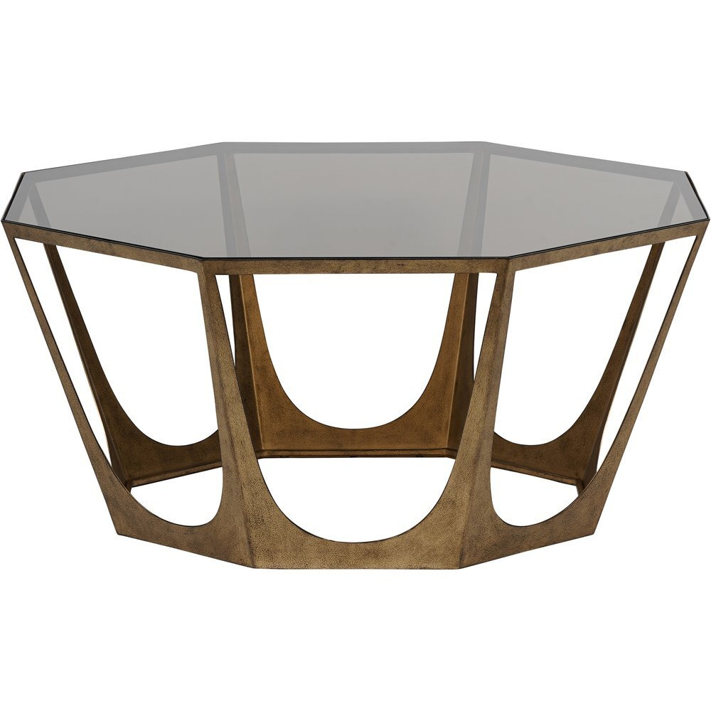 Libra Interiors Terassa Catalan Style Champagne and Smoked Glass Coffee Table - image 1