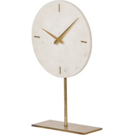 Libra Interiors White Marble Mantle Clock on Gold Stand - thumbnail 1