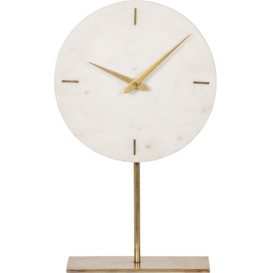 Libra Interiors White Marble Mantle Clock on Gold Stand - thumbnail 2
