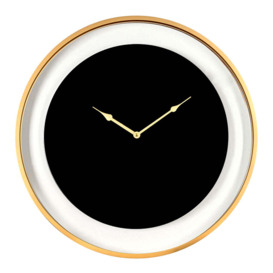 Libra Urban Botanic Collection - Telford Black Round Wall Clock With Matt Gold Detail - Outlet