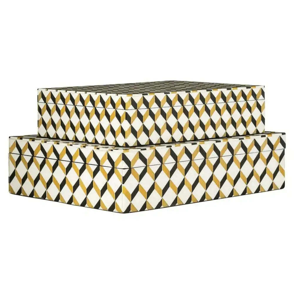Richmond Interiors Frences Set of 2 Storage Boxes in Gold - image 1