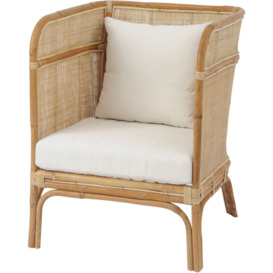 Libra Toba Natural Occasional Chair with High Wrap Round Back Rattan - Outlet - thumbnail 1