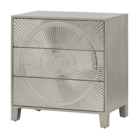 Libra Interiors Coco Silver Embossed Metal 3 Drawer Chest
