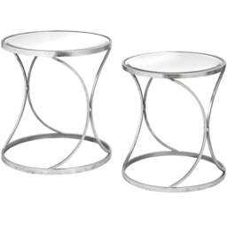 Hill Interiors Set of 2 Curved Design Side Tables in Silver