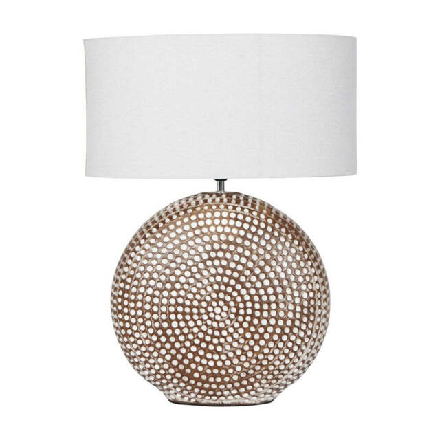 Chariot Round Ceramic Table Lamp & Ivory Oval Drum Shade