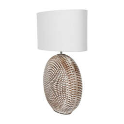 Chariot Round Ceramic Table Lamp & Ivory Oval Drum Shade - thumbnail 2