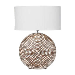Chariot Round Ceramic Table Lamp & Ivory Oval Drum Shade - thumbnail 1