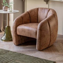 Gallery Interiors Oxford Tub Chair in Antique Tan Leather - thumbnail 3