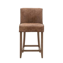 Barnaby Set of 2 Bar Stool - Brown Leather