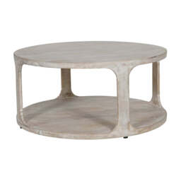 Libra Interiors Beadnell Solid Carved Wooden Coffee Table in Whitewash Finish