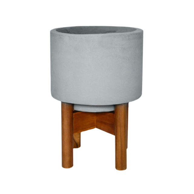 Ivyline Vigo Concrete Grey Planter with Stand / Small