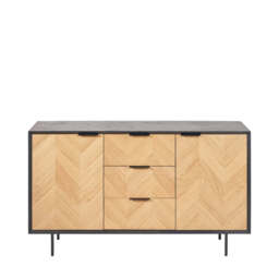 Haro Sideboard - Black & Natural Chevron Oak & Pine Wood - thumbnail 1
