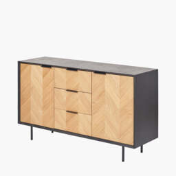 Haro Sideboard - Black & Natural Chevron Oak & Pine Wood - thumbnail 4
