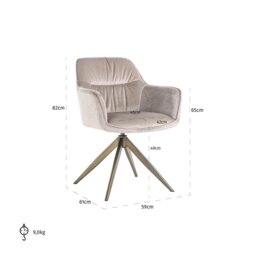 Aline Swivel Chair - Khaki Velvet - thumbnail 5