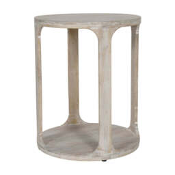 Libra Interiors Beadnell Solid Carved Wooden Side Table in Whitewash Finish