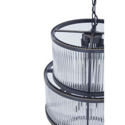 Salsa Antique 3 Tier Drum Chandelier - Black - thumbnail 5