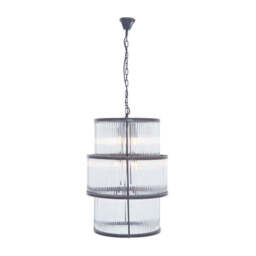 Salsa Antique 3 Tier Drum Chandelier - Black - thumbnail 1
