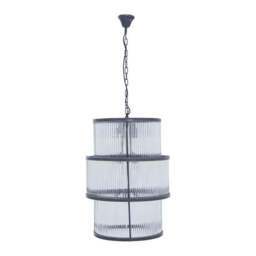 Salsa Antique 3 Tier Drum Chandelier - Black - thumbnail 4