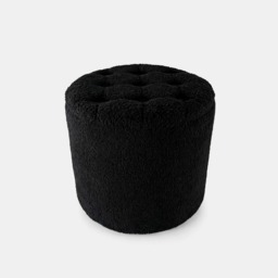 OHS Boucle Storage Ottoman with Buttons - Black - thumbnail 2