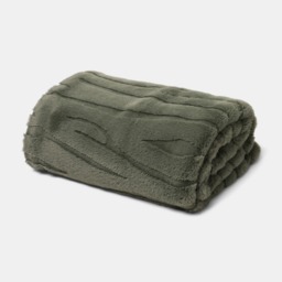 OHS Carved Faux Fur Throw - Woodland Green - thumbnail 2