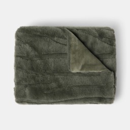 OHS Carved Faux Fur Throw - Woodland Green - thumbnail 3