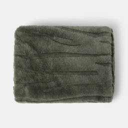 OHS Carved Faux Fur Throw - Woodland Green - thumbnail 4