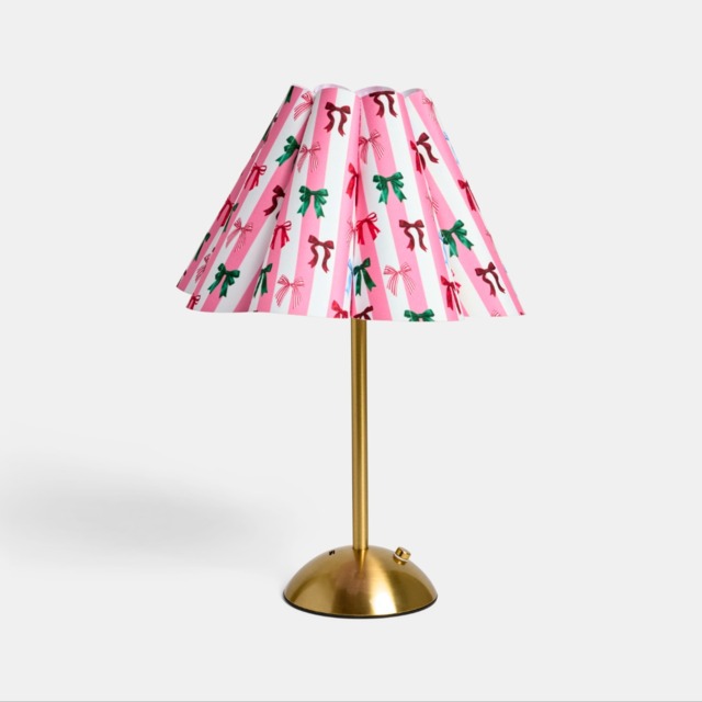 OHS Multi Bow Stripe Print Rechargeable Lamp - Pink/White - image 1