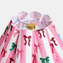 OHS Multi Bow Stripe Print Rechargeable Lamp - Pink/White - thumbnail 2