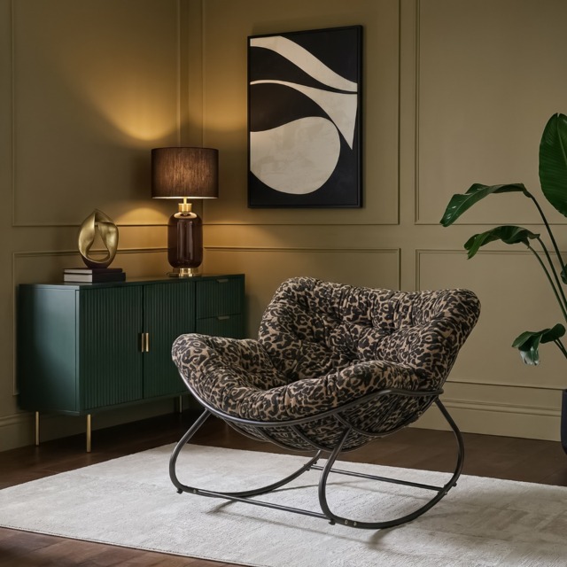 OHS Leopard Print Rocking Chair - Natural - image 1