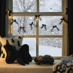 OHS 10 Pack LED Bow String Lights - Black