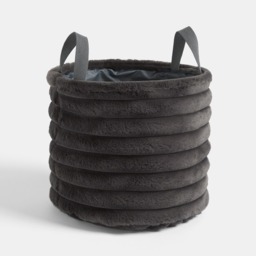 OHS Faux Fur Ribbed Storage Basket - Charcoal - thumbnail 3