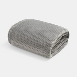 OHS Waffle Fleece Throw, Mid Grey - 125 x 150cm - thumbnail 3