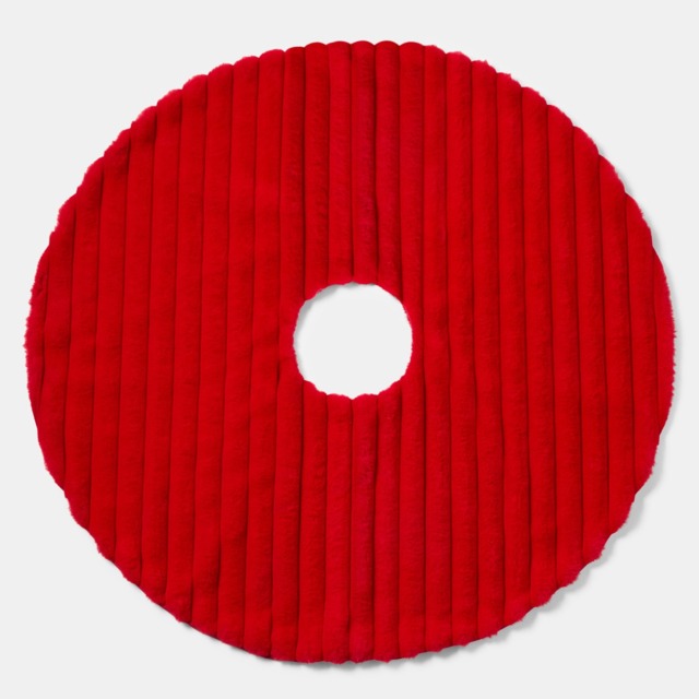 OHS Ribbed Faux Fur Christmas Tree Skirt - Red - image 1