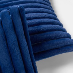 OHS Faux Fur Thick Ribbed Cushion Covers, Navy - 45 x 45cm - thumbnail 5