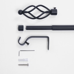 OHS 16mm Extendable Twist Curtain Pole, Black - 120-220cm - thumbnail 4
