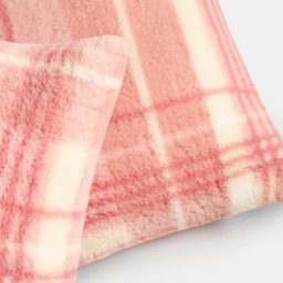 OHS Winter Check Teddy Cushion Covers, Blush - 45 x 45cm - thumbnail 5